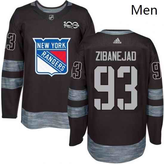 Mens Adidas New York Rangers 93 Mika Zibanejad Authentic Black 1917 2017 100th Anniversary NHL Jersey